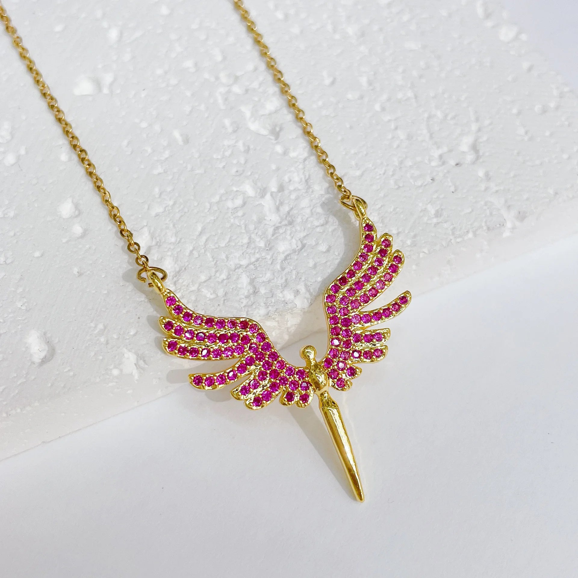 Stainless Steel Angel Wings Pendant Necklaces for Women Fashion Jewelry