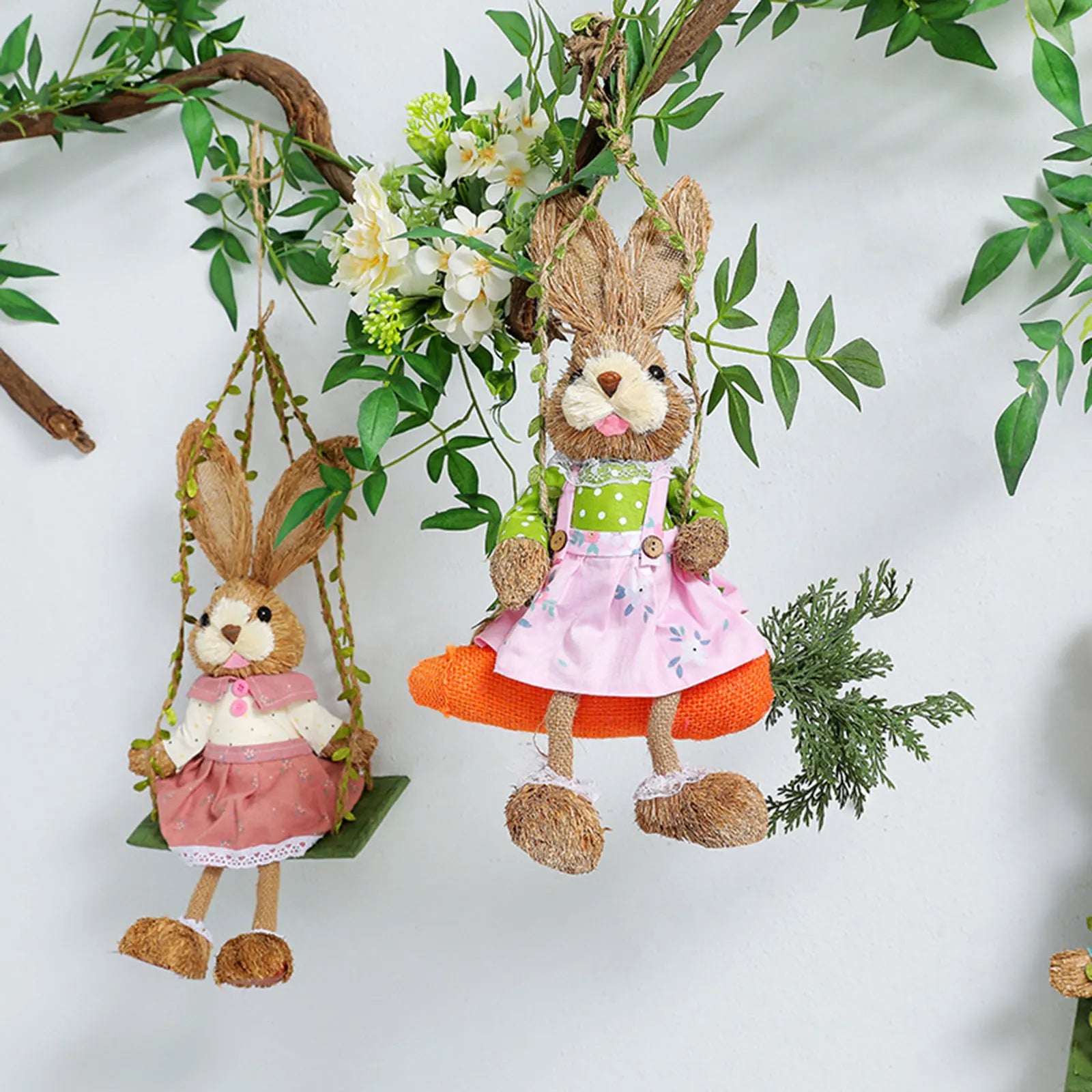 Easter Bunny Pendant Swing Rabbit Hanging Ornament for Dining Room Holiday Collections Display Home Decor Wedding Party Art Gift