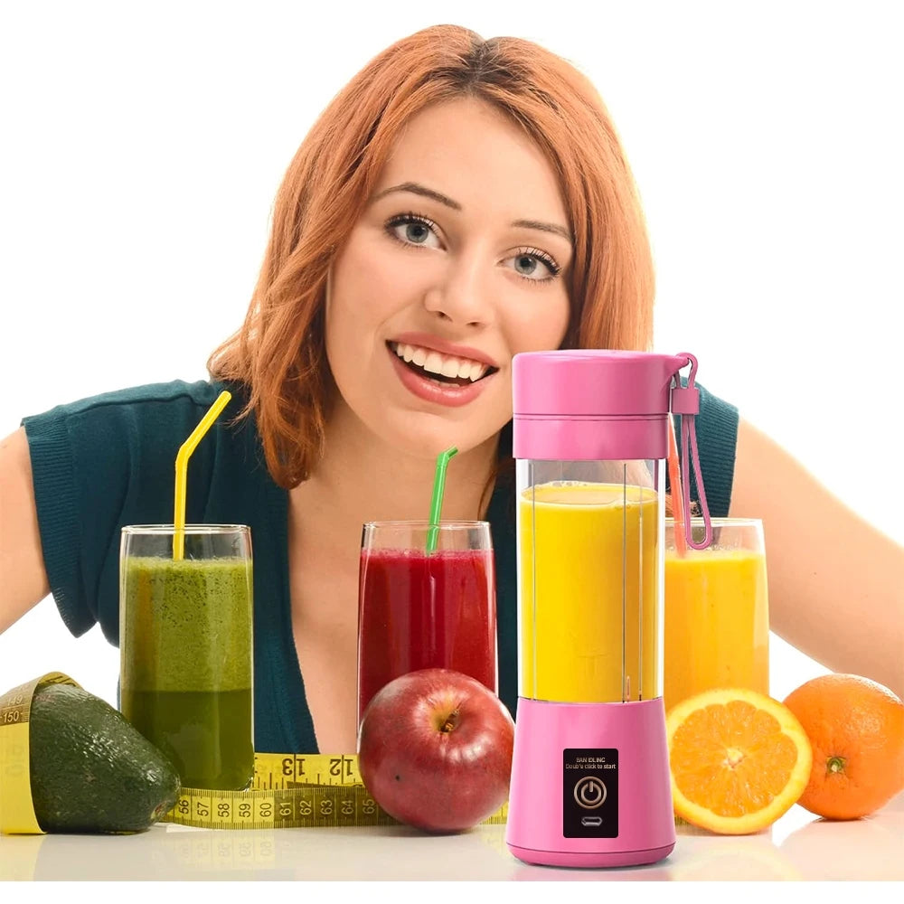 Mini Portable Blender Juice Mixer Shake Bottle 6 Lamins + USB Cable 380ml