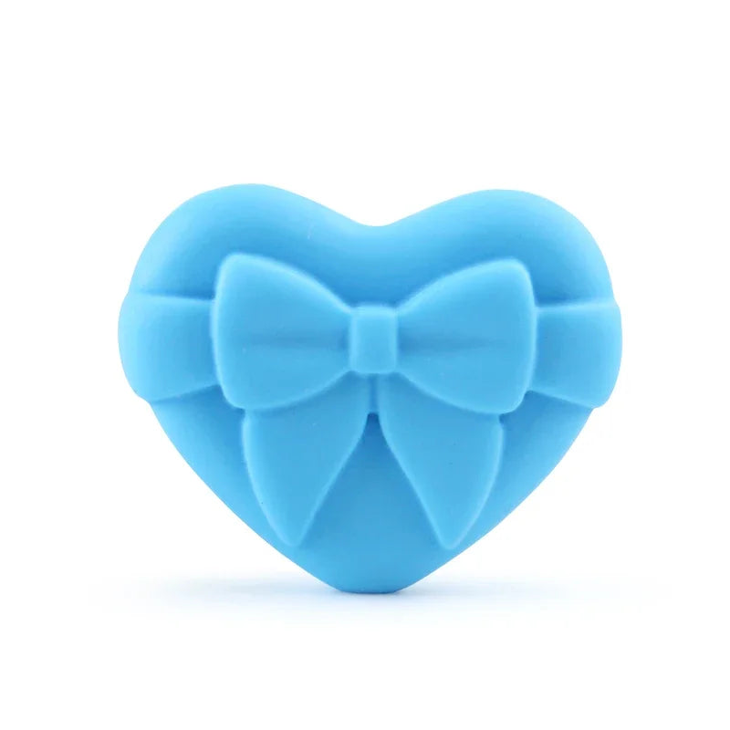 10pcs Silicone Beads Heart Bow Shape Accessories Silicone Holder Clip  Pen Decor Chain Making Focal Accessories Jewelry