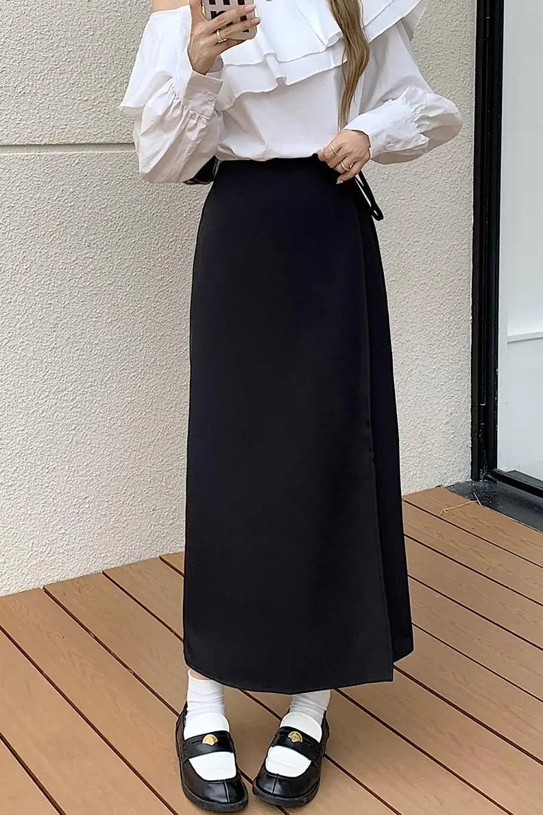 3Colors S-XL Irregular Long Skirt Women 2023 Summer Ankle Length Casual High Waist Pencil Long Skirts Female(L5143