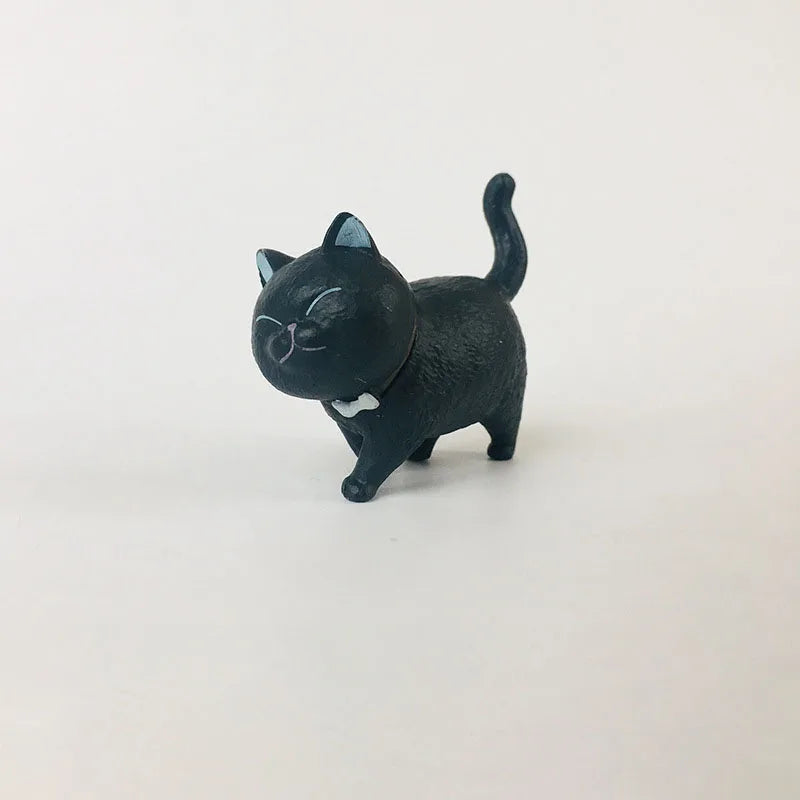 1Pcs Cute Mini PVC Animal Miniatures Japanese Bell Cat Doll Figures Toy Creative Handicraft Ornaments Home Decoration Crafts