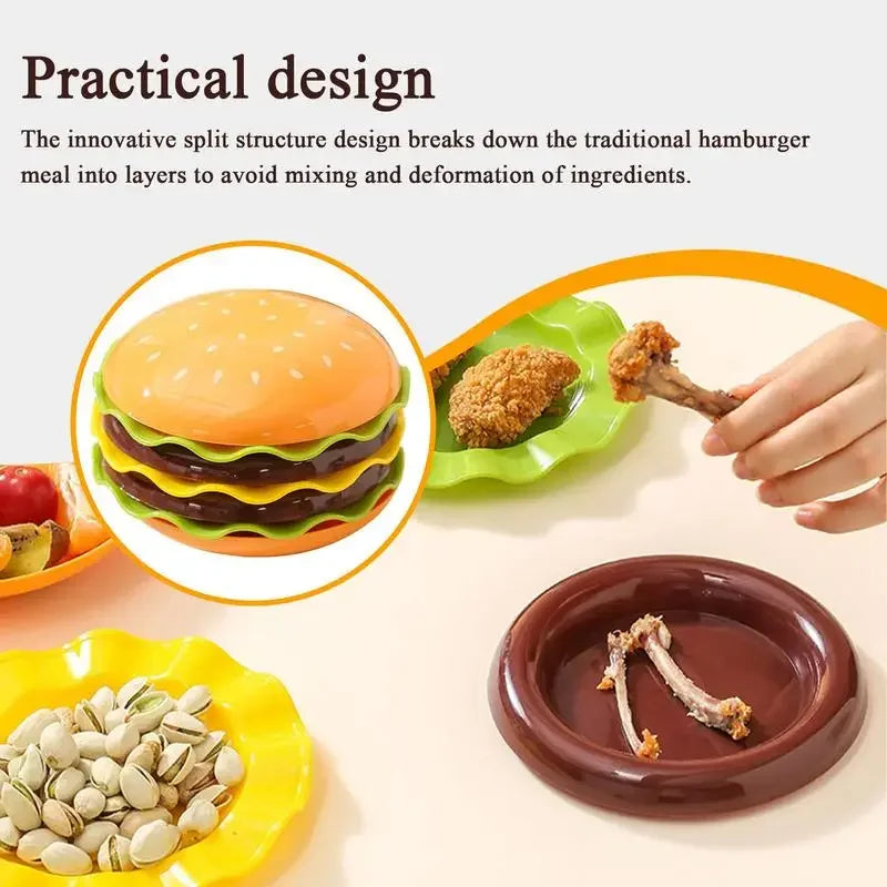 Stackable Hamburger Plate Set Mini Dinner Plate Funny Sauce Containers Seasoning Bowls Sauce Bowls Table Decor