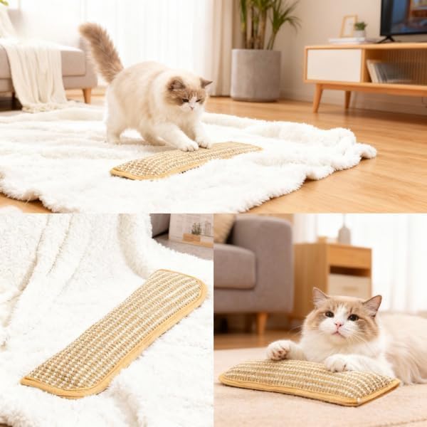 kyno 100% Catnip Toys for Cats, Natural Cat Pillow Toys 3 in 1, Sisal Scratching Pad, Bite Resistant Kitten Teething Toys, Interactive Cat Nip Kicker Toys for Anxiety Relief
