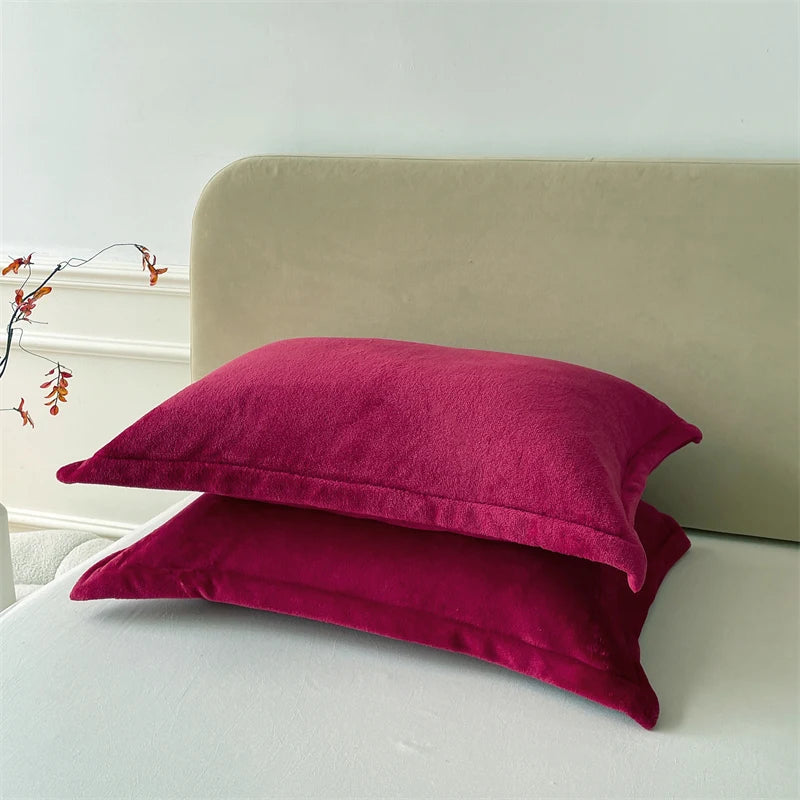 Solid Color Pillows Cover Velvet Pillowslip funda almohada 48x74cm Pillowcase Rectangle Cushion Cover 2pcs Warm Pillow Cases