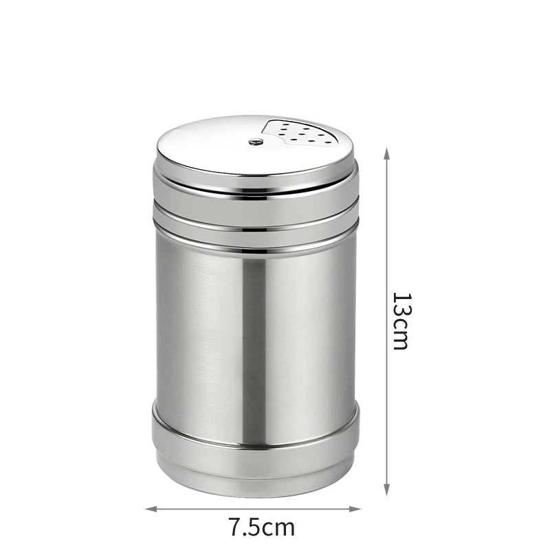 &Stainless Steel Spice Jar Rotating Cover Barbecue Salt Sugar Bottle Shaker Pepper Seasoning Can Home Kitchen Cooking Gadgets