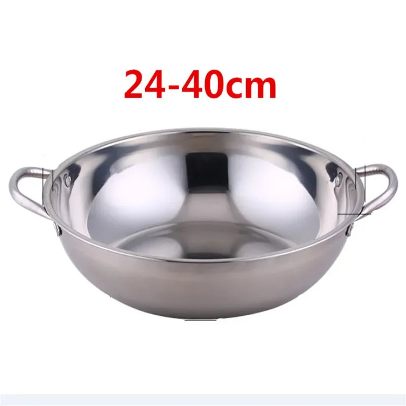 &24-40cm Stainless Steel 1.5mm Thick Double Ear Soup Cooker Hot Pot Twin Divided Cookware home Kitchen round induction cooker