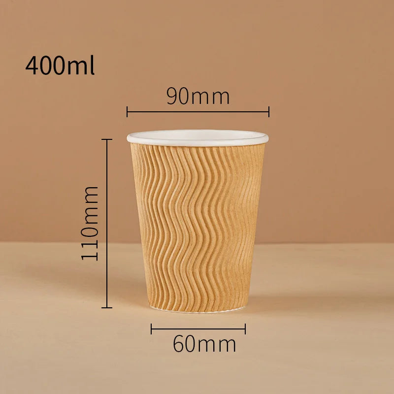 12/16 oz Kraft Paper Disposable Hot Coffee Cup Milk Cup Coke Cup Suitable for Hot/Cold Beverage Party Home Office Paper Cup