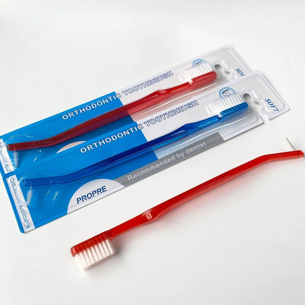 Orthodontic Toothbrushes Double-Ended Interdental Brush V Trim End Tuft Toothbrush for Cleaning Ortho Braces Toothbrush