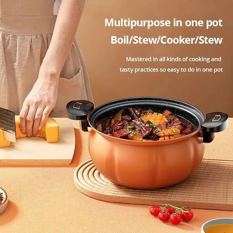 8L Pumpkin Micro Pressure Pot New Home Type Soup Pot Multifunctional Non Stick Pot Gas Stove Universal Soup Pot