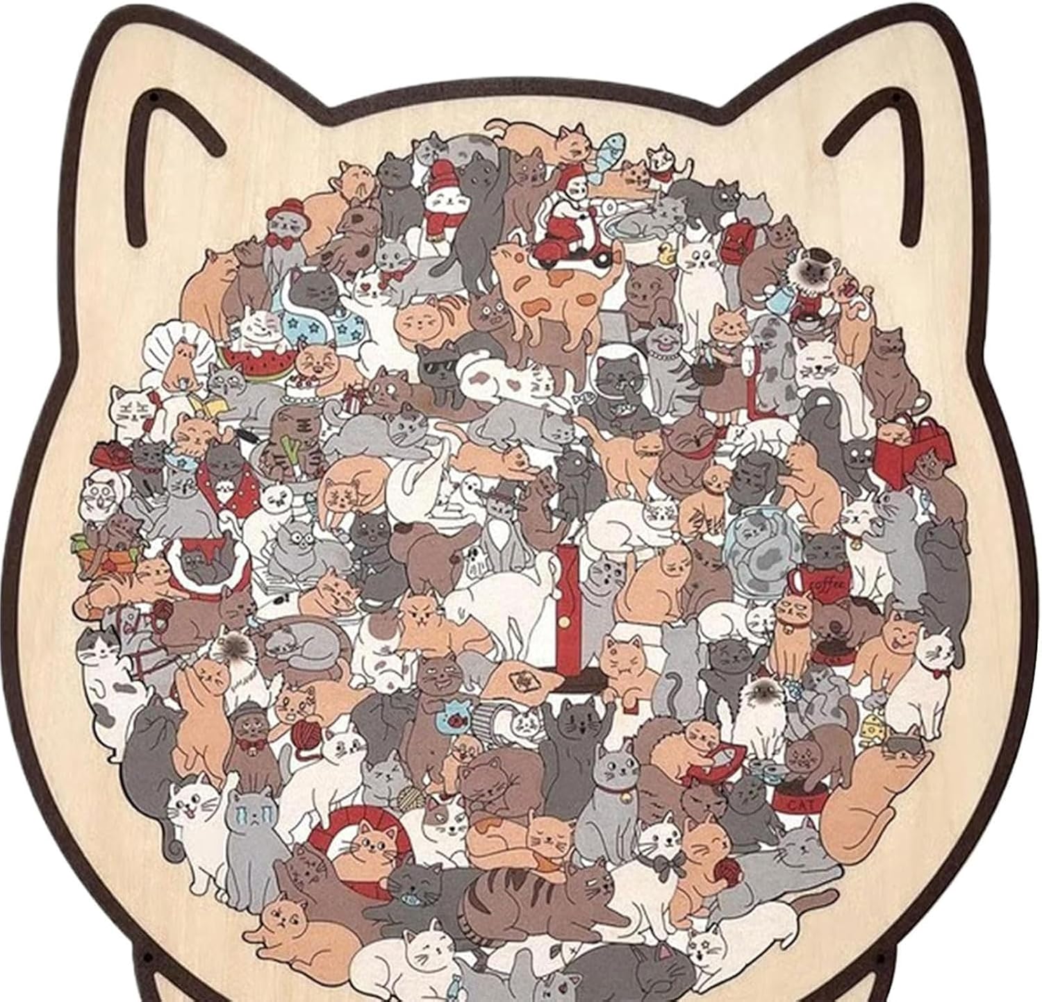 2026 Neuer katzenförmiges Holzpuzzle Erwachsene, 135 Teiliges Colored katzenpuzzle, Einzigartige Katzen Puzzle, Aatürlich Puzzleteile Dekoratives, für Kinder und Erwachsene