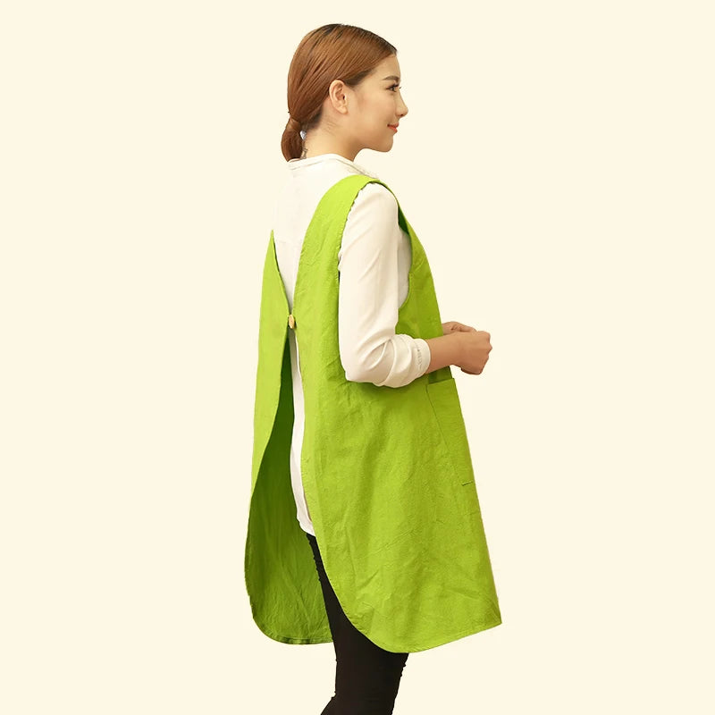 &Cute Funny Japanese-style Apron Work Clothes Home Kitchen Cooking Breathable Cotton Waist Pinafore Women Apron