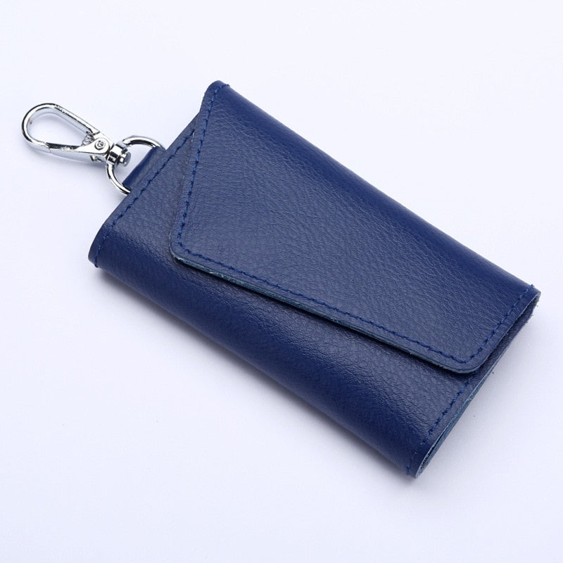 Genuine Leather Keychain Men Women Key Holder Organizer Pouch Cow Split Car Key Wallet Housekeeper Key Case Mini Card Bag