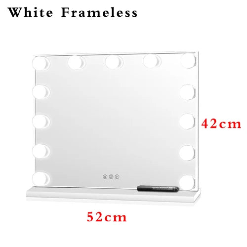 Vanity Makeup Mirror with Lights 17 LED Bulbs 3 Color Lighting Cosmetics for Dressing Bedroom Tabletop White