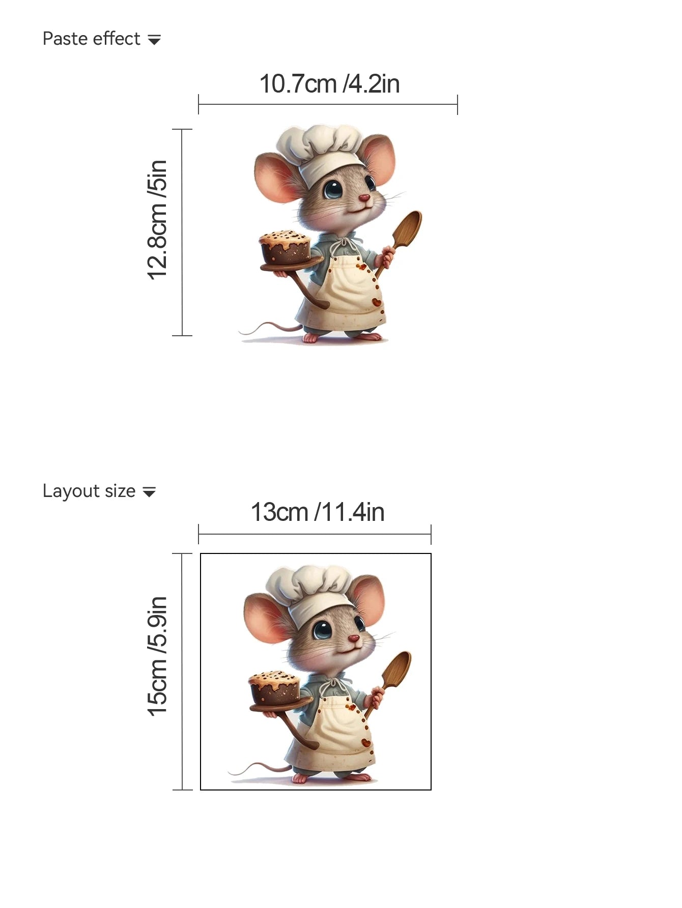 Cartoon Cute Little Mouse Chef Series Wall Stickers, Home Furnishings, Restaurant Decorations, Self Adhesive Paintings