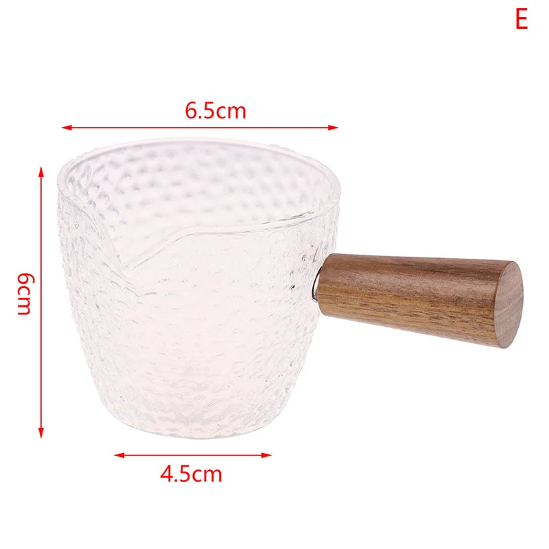 50ml 80ml 100ml Wood Handle Glass Espresso Measuring Cup Double/Single Mouth Milk Jug Coffee Supplies Clear Kitchen Measure Mug