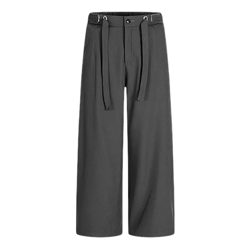 Belted wide leg trouser with elastic back