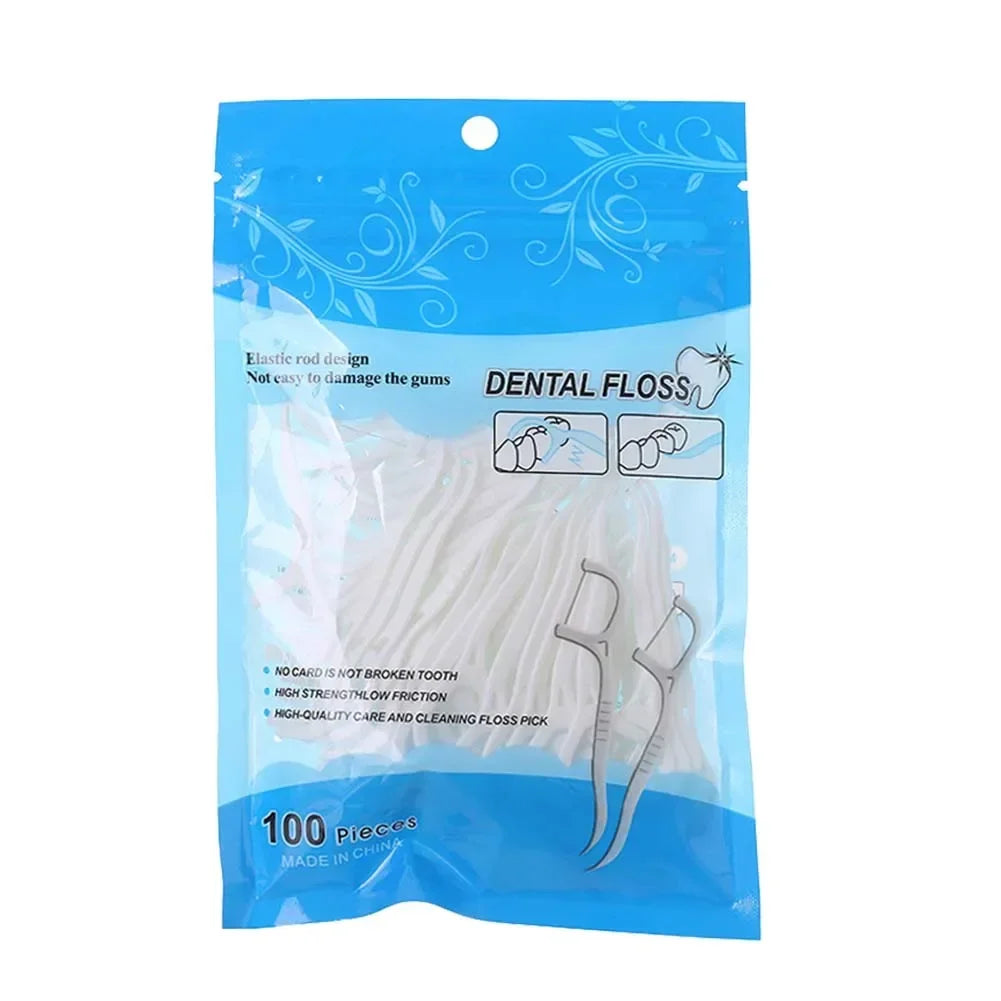 100 Pcs/Lot Disposable Dental Flosser Interdental Brush Teeth Stick Toothpicks Floss Pick Oral Gum Teeth Cleaning Care