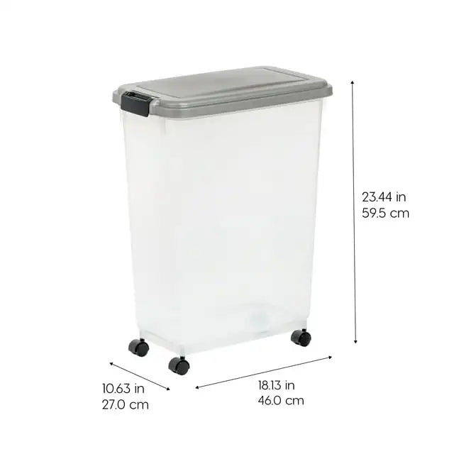 Airtight Pet Food Container with Scoop for Dog and Cat Food, Clear Dark Gray