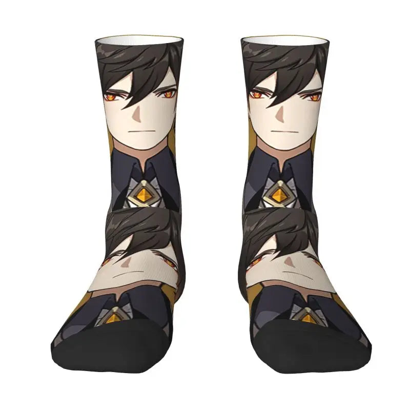 Tartaglia Childe Genshin Impact Men Women Crew Socks Unisex Fun 3D Print Anime Game Dress Socks