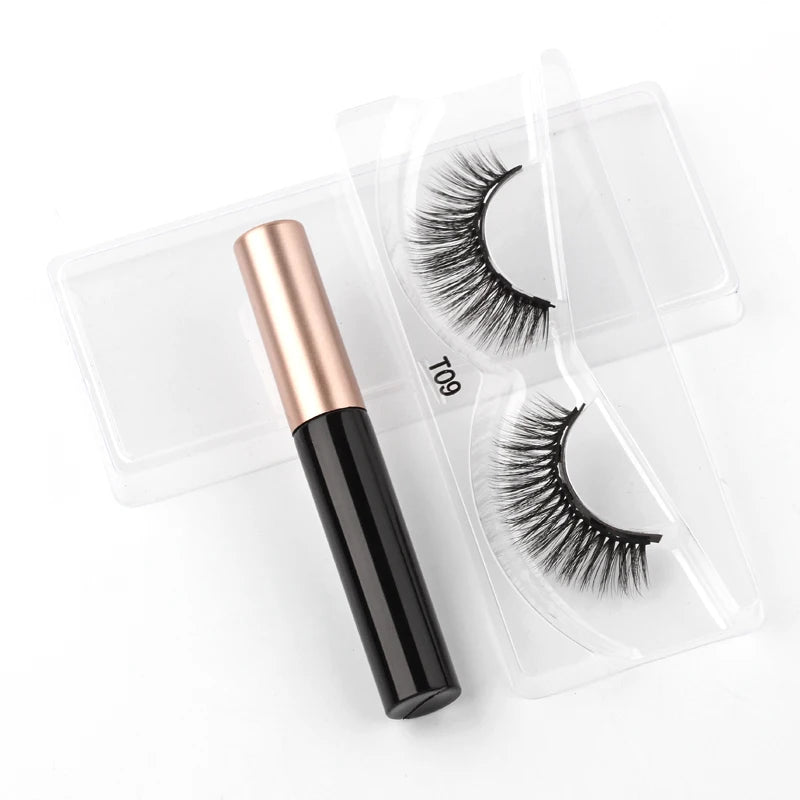 Magnetic Eyelashes Set 1/2/3 Pairs Natural Long False Eyelashes Soft Mink Lashes Waterproof Liquid Eyeliner Tweezer Makeup Tools