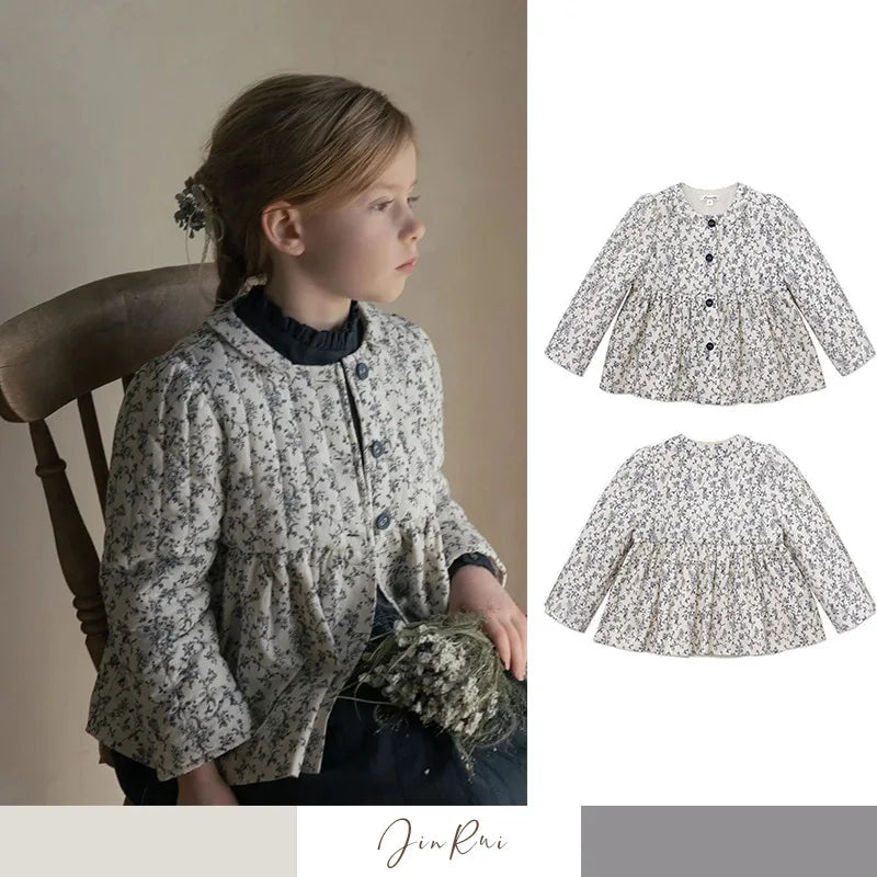 Girls Dress 2024 Autumn Printing Fashion Children Dress Cotton Thickened Warm Girls Jacket Cardigan Jumper Children's Clothing