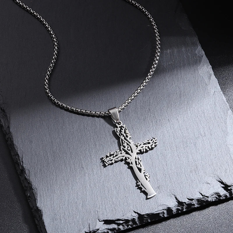 Orthodox Cross Stainless Steel Pendant Christian Eternal Church Inspirational Nika Necklace Men Women Fashion Jewelry Gift