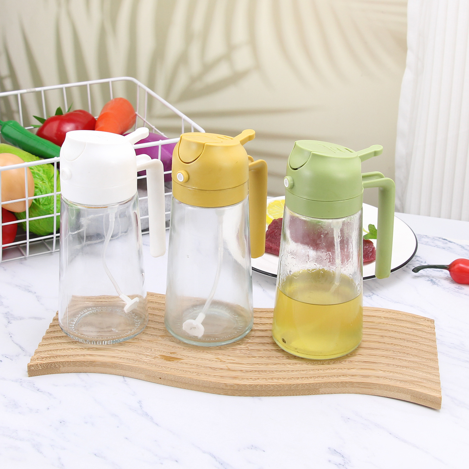 Portable Spray Bottle Spray Oil Pouring 2-in-1 Home Kitchen Glass Spray Bottle Fat Reducing Spray Bottle Shenqi