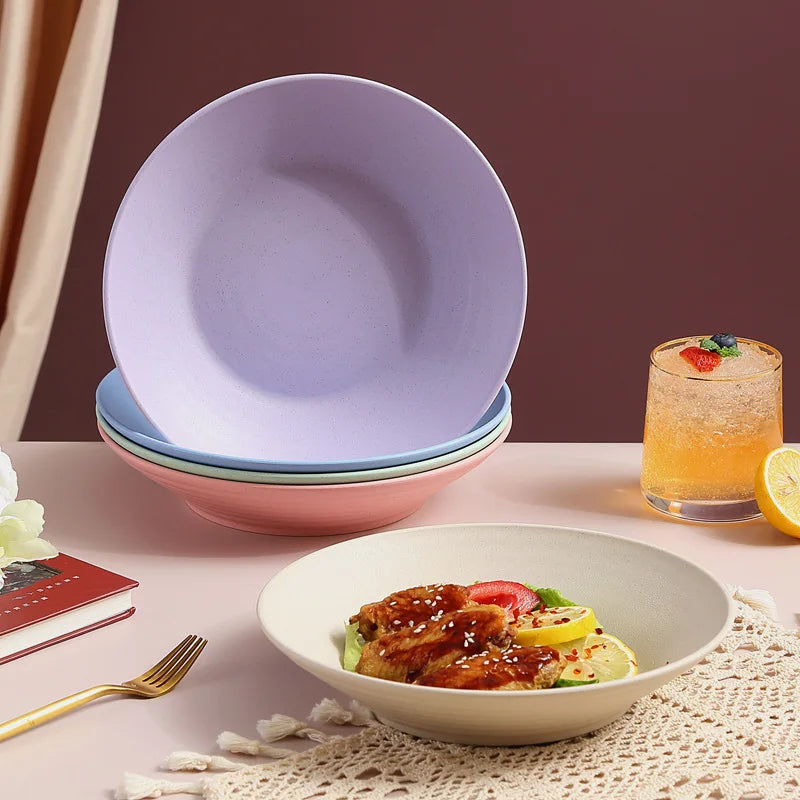 Wheat Straw Soup Bowl Microwavable Plastic Tableware Fruit Salad Bowls Cereal Ramen Pasta Dishes Dinner Plate kitchen Utensils