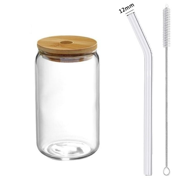 Glass Cup With Lid and Straw Transparent Bubble Tea Cup Juice Glass Beer Can Milk Mocha Cups Breakfast Mug Drinkware