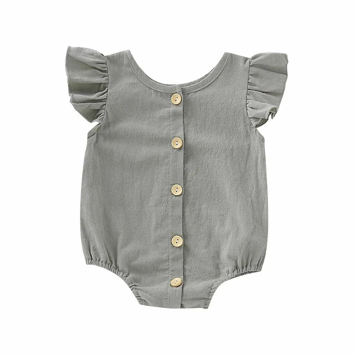 2019 Baby Summer Clothing Infants Baby Girls Boys Bodysuits Pure Color Ruffles Fly Short Sleeve Jumpsuit Clothes Tops Playsuits