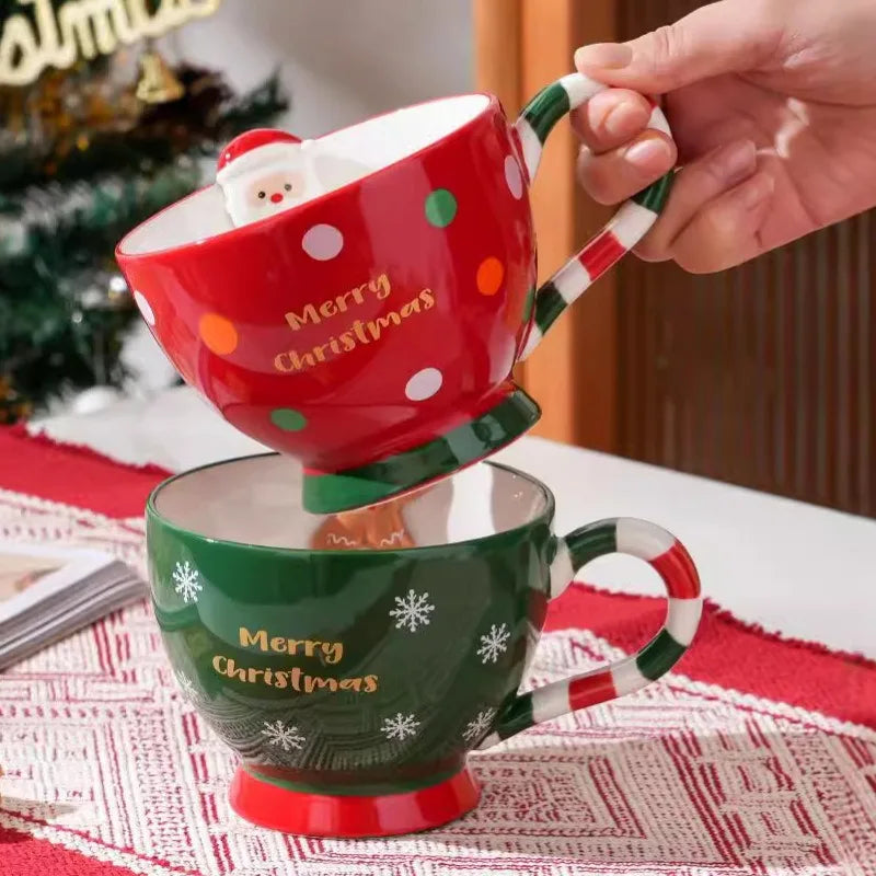 Christmas cup ceramic breakfast cup couple mug cutlery coffee cup large bowl cup oatmeal cup