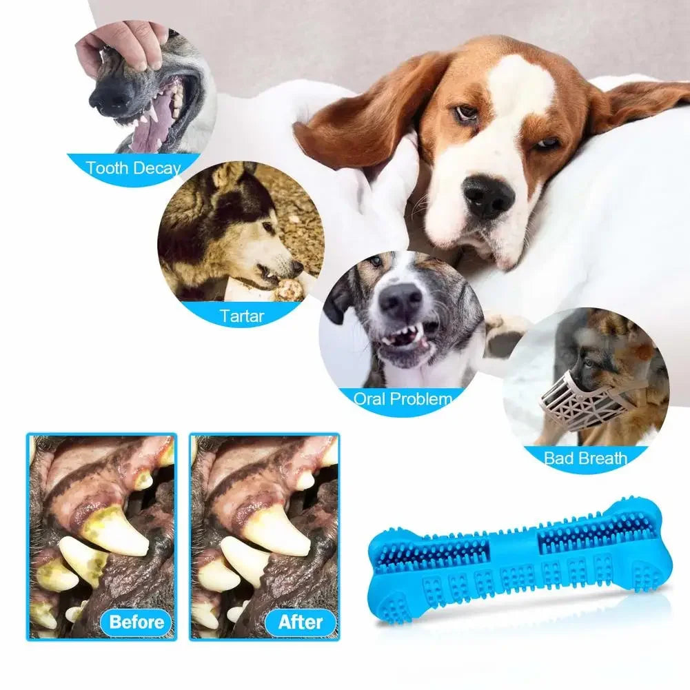 Dog Puppy Toothbrush Rubber Dog Toy Molar Tooth Stick Chew Pet Toys Teeth Cleaning Nontoxic Natural Dental Care for S/M Size Dog