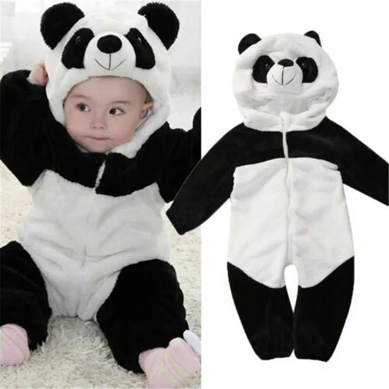 0-36months Newborn Baby Clothes Panda Animal Hooded Rompers