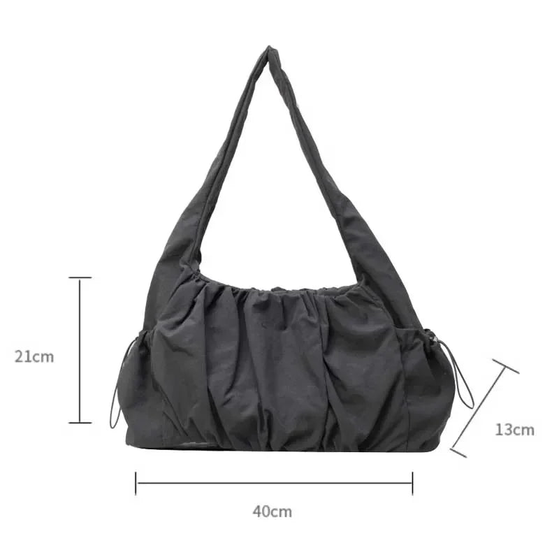 Nylon Cloth Bag Women Tote Bag Large Capacity Summer New All-Match Ins One-Shoulder College Student Class Bag Lady Handbag