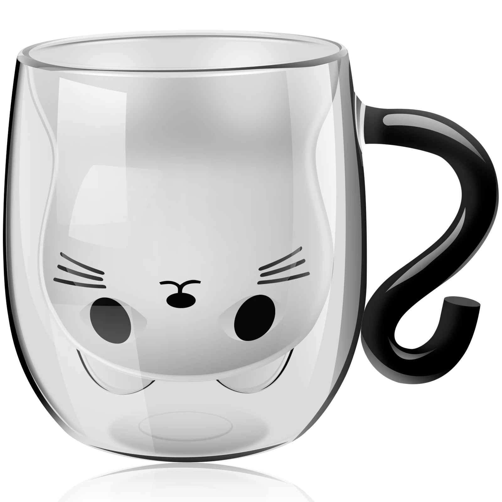 Cat Tail Coffee Mug Teacup Water Cup Milk Tea Cup Household Breakfast Milk Gift Cup for Cat Enthusiast Valentine's Day Christmas
