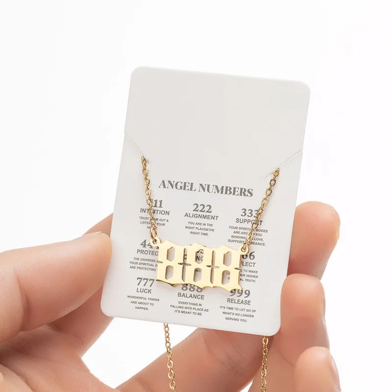 Stainless Steel Angel Number Lucky Numbers Necklaces 111 222 333 444 555 777 888 999 666 000 Pendant Necklace Charms Jewelry