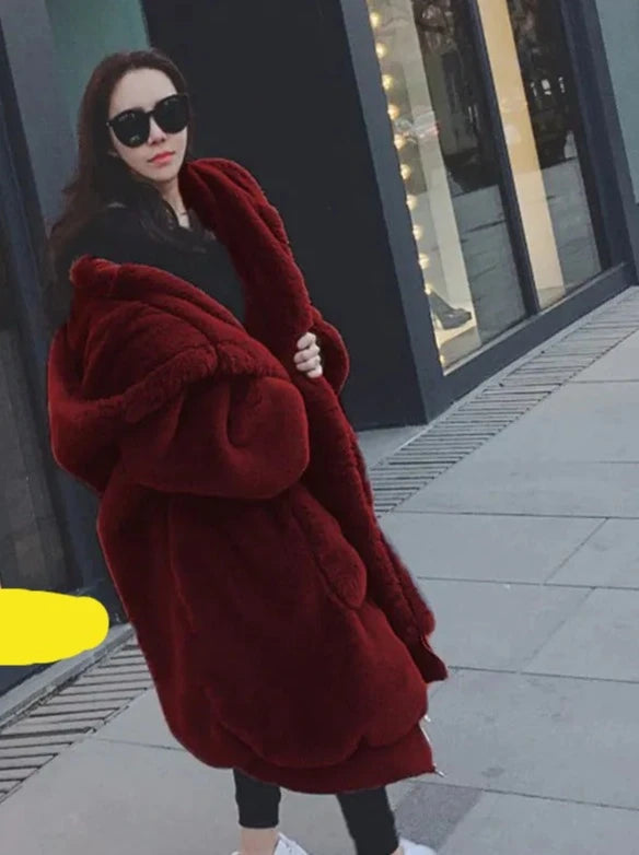 Oversized Winter Faux Fur Coat Women Parka Long Warm Faux Fur Jacket Coats Hoodies Loose Winter Coat Outwear Casaco Feminino