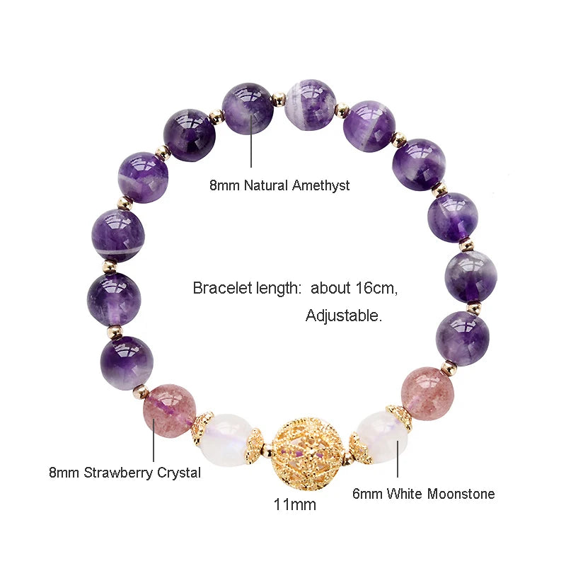 Ruifan Gold Hollowed-out Bead Natrual Amethyst