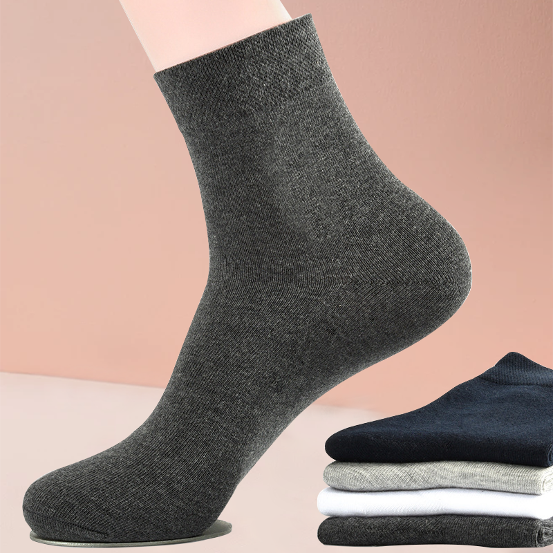 Men's cotton socks spring and summer thin mid-calf men's socks solid color socks men black and white business spring and autumn socks