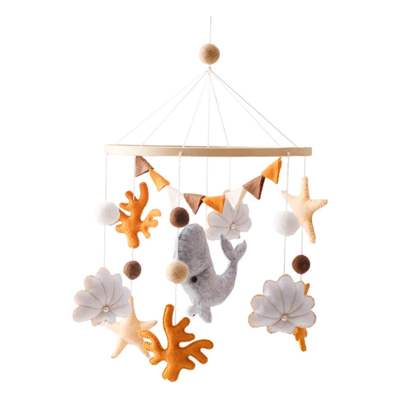 Baby Crib Mobile Rattle Toy Wooden Bed Bell Mobile Hanging Teddy Velvet Bear Doll Toy Newborn Music Box Crib Mobile Bracket Gift