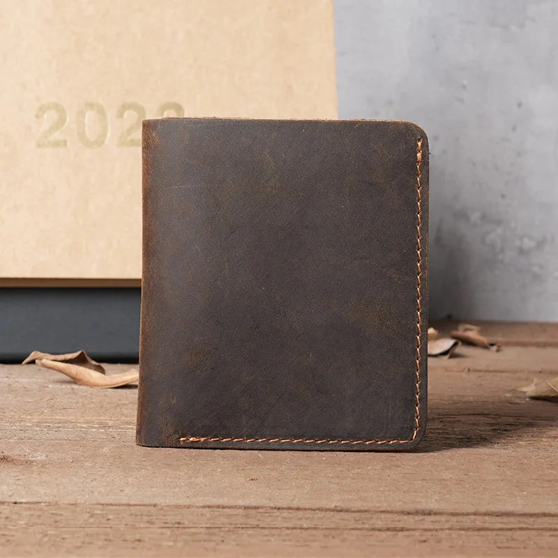 Handmade Crazy Horse Leather Personalised Wallet for Men Minimalist Leather Wallet Men Pure Leather Wallet