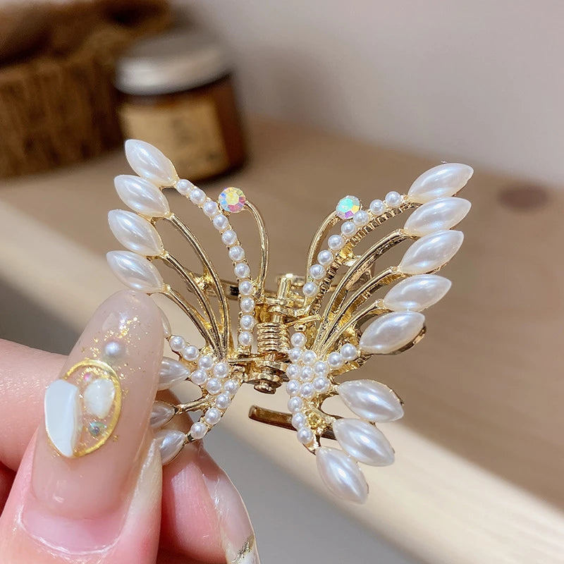 2022 New Butterfly Pearl Tassel Hairpin Korean Simple Side Clip Liu Haibian Clip Shark Hairpin Hair Accessories Women