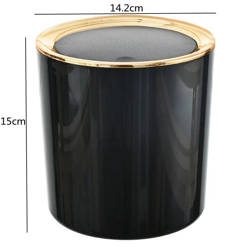 Small Round Plastic Trash Can Wastebasket Garbage Container Bin with Swing Top Lid  Garbage Bucket for Bathrooms Kitchens FU