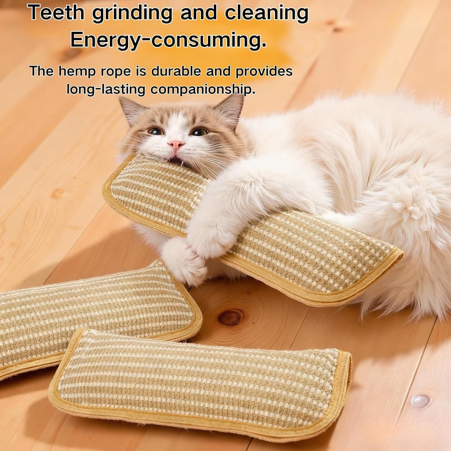kyno 100% Catnip Toys for Cats, Natural Cat Pillow Toys 3 in 1, Sisal Scratching Pad, Bite Resistant Kitten Teething Toys, Interactive Cat Nip Kicker Toys for Anxiety Relief