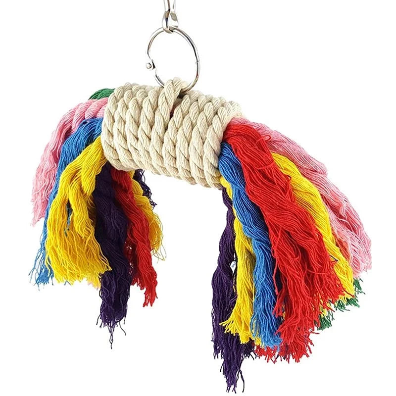 Parrot Chew Toy Hanging Multicolor Rope anti-bite Parrot Cage Foraging Toy Chew Toy Pet Bird Bird Supplies Bird Accessories