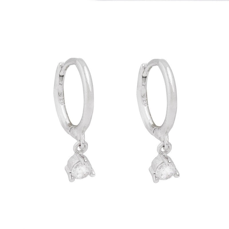 2PC Stainless Steel Little Huggies Hoop Earrings For Women Tiny Crystal Zirconia Pendant Cartilage Earrings Piercing Jewelry