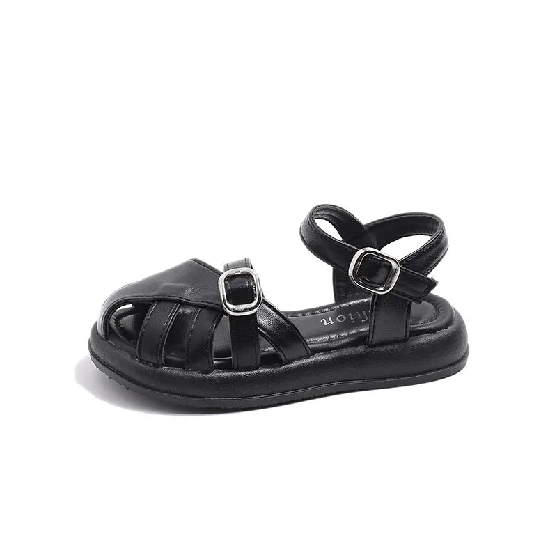 2024 Summer New Kids' Girls Hollow Sandals Casual Roman Shoes Bird's Nest Children's Soft Sole Beach Shoes Fashion Cool Sandals