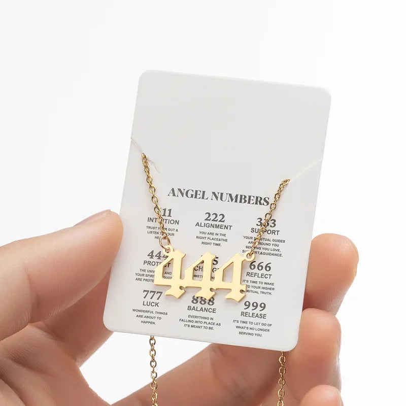 Stainless Steel Angel Number Lucky Numbers Necklaces 111 222 333 444 555 777 888 999 666 000 Pendant Necklace Charms Jewelry