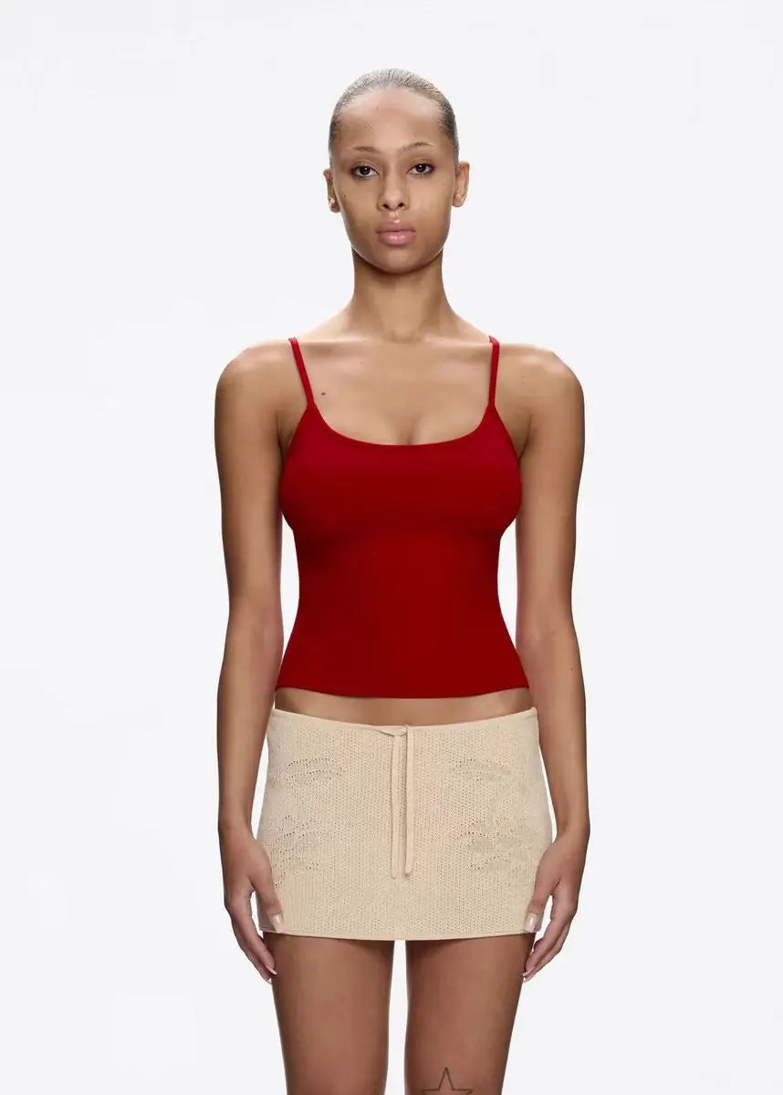 Tankair cherry red camisole, olive green/purple/gray short top, basic versatile, high elasticity and skin hugging